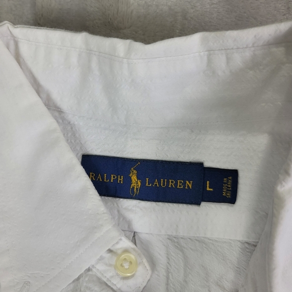 Ralph Lauren White Textured Button-Down Shirt Men's Shirt | Collar | Size L - Picture 3 of 6